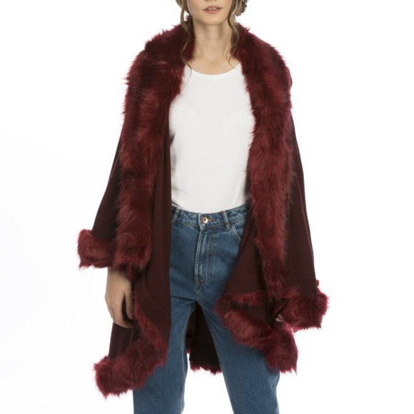 Sweaters - Burgundy Cape Poncho